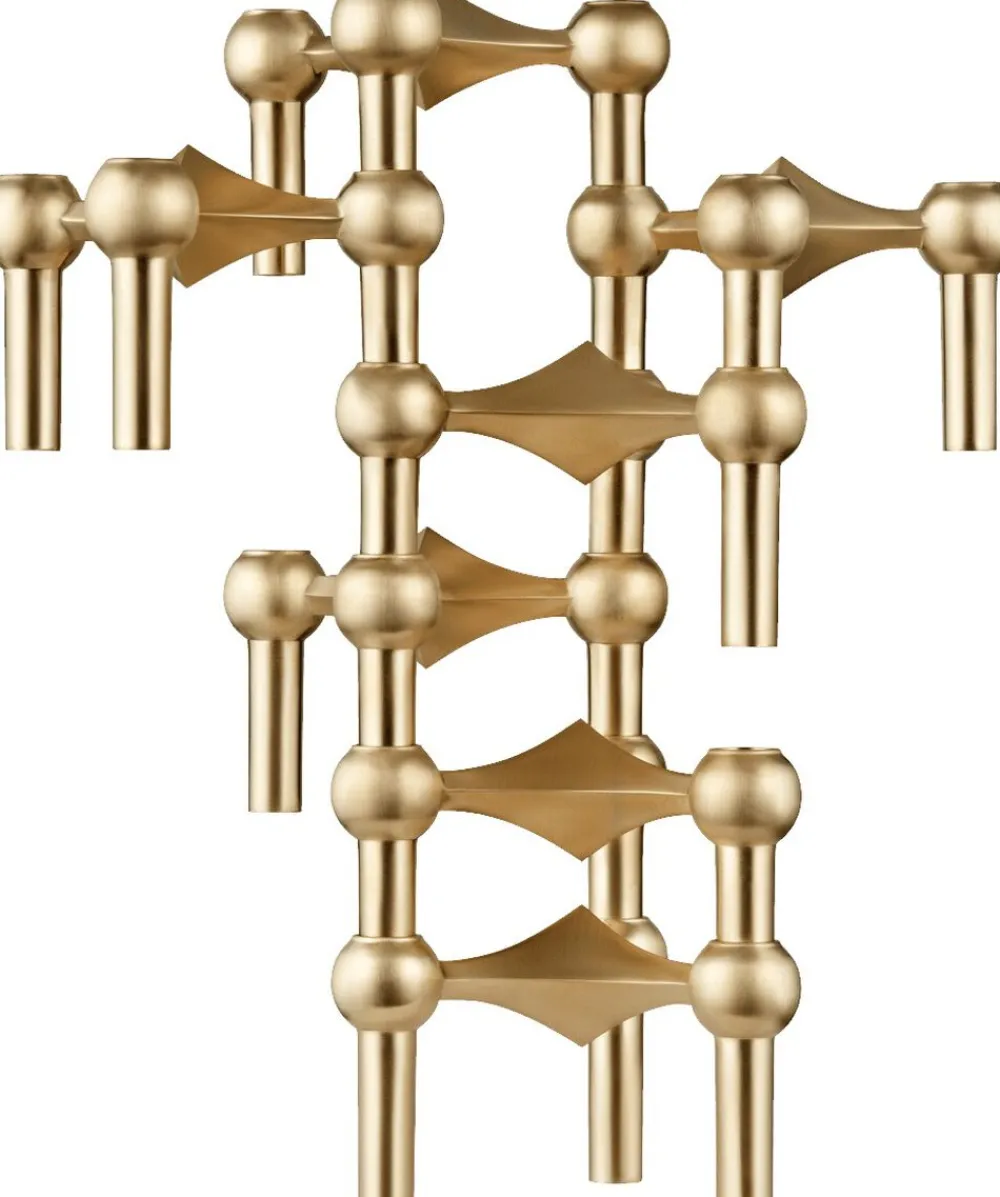 STOFF Nagel Nagel candle holder set with 3 pcs - brushed brass