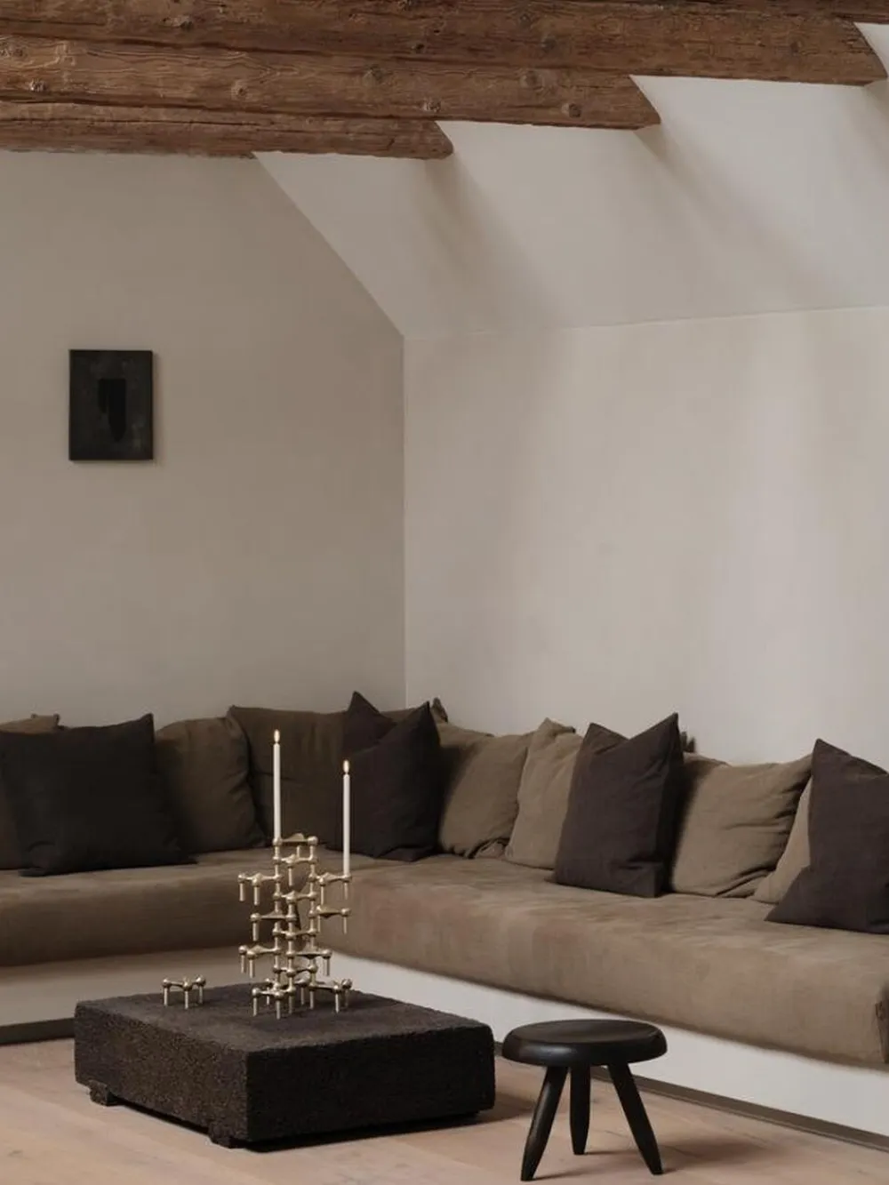 STOFF Nagel Nagel candle holder set with 3 pcs - brushed brass