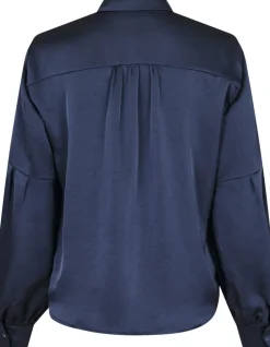 Neo Noir Naja Satin Shirt Midnight blue Outlet