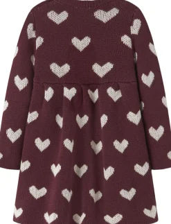 Name It NBFOANA LS KNIT DRESS Burgundy/peyote heart Online