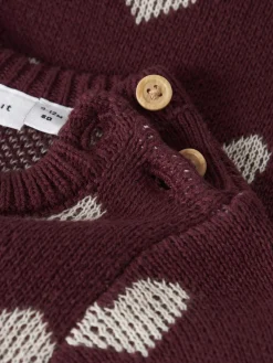 Name It NBFOANA LS KNIT DRESS Burgundy/peyote heart Online