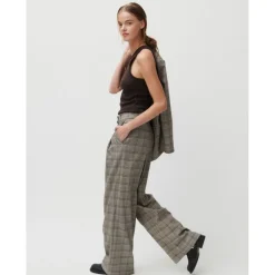 2NDDAY 2ND Mylos - Checked Suiting Taupe gray Clearance