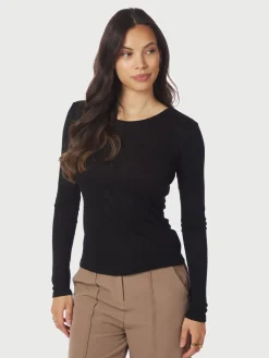 Nella Fine Rib Blouse>Neo Noir