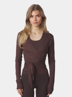 Neo Noir Nia Jersey Wrap Blouse Chocolate brown Online