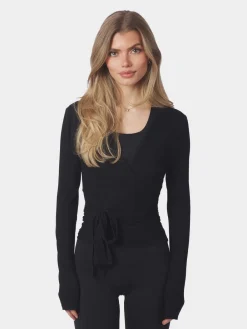 Neo Noir Nia Jersey Wrap Blouse Black Discount