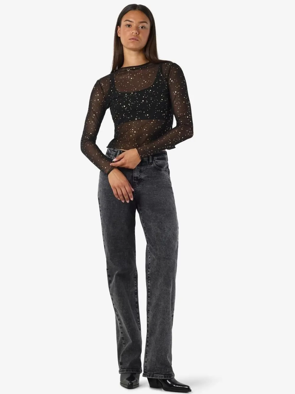 Dame Noisy may NMSTAR FOIL L/S HIGH NECK MESH JRS