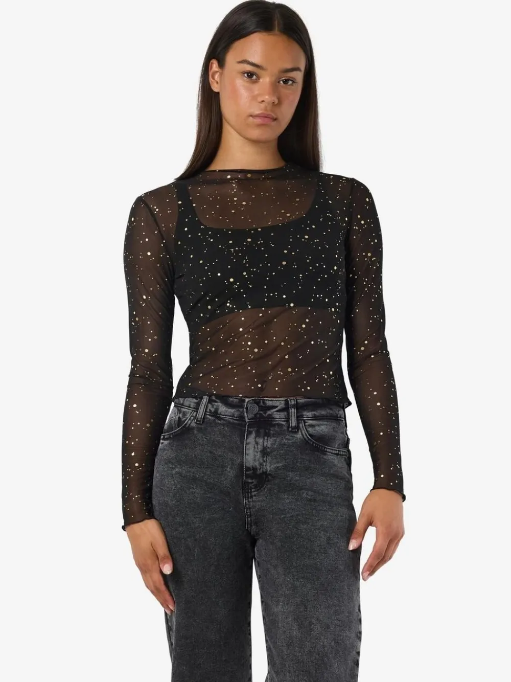 Dame Noisy may NMSTAR FOIL L/S HIGH NECK MESH JRS