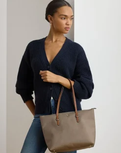Lauren Ralph Lauren Nylon Medium Keaton Tote Bag Taupe brown/lauren tan New