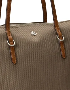 Lauren Ralph Lauren Nylon Medium Keaton Tote Bag Taupe brown/lauren tan New