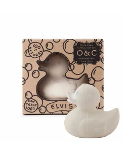 - Lille Badeand - Hvid m. sølv prikker 8cm.>Oli & Carol Clearance