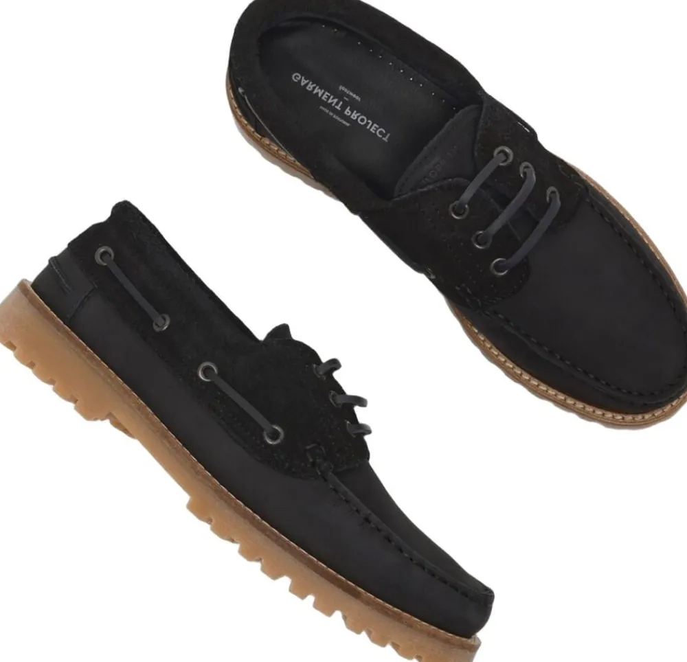Garment Project Ollie Boat Shoe - Nubuck/Hairy Suede Black Hot