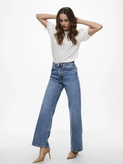ONLY ONLJUICY LIFE HW WIDE LEG NOOS Medium blue denim/nas365 Clearance