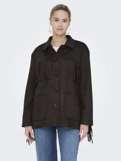 Dame ONLY ONLWILLA FRINGES FAUX SUEDE JACKET