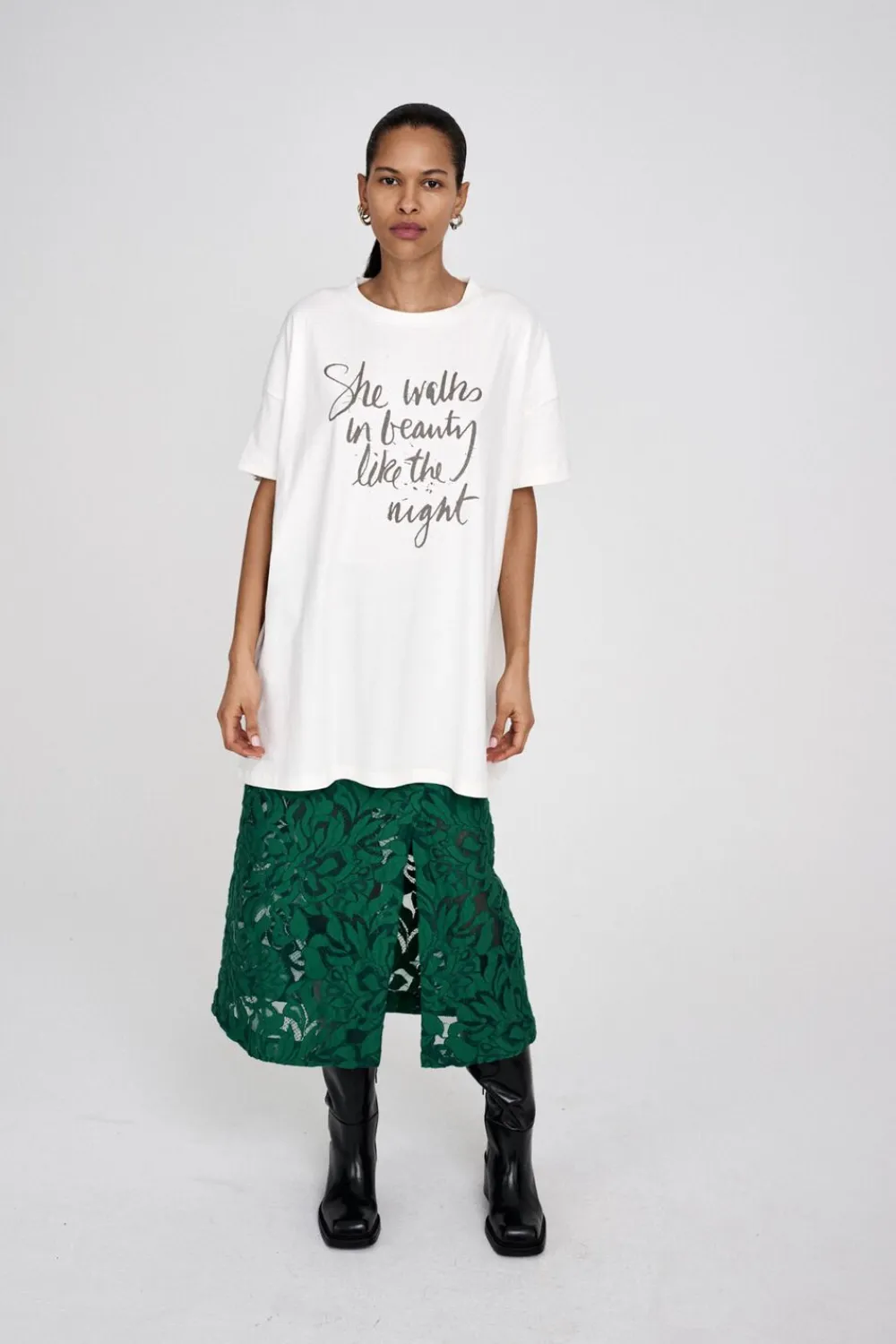 Rabens Saloner Orchid lace skirt - Fauna Black Hot