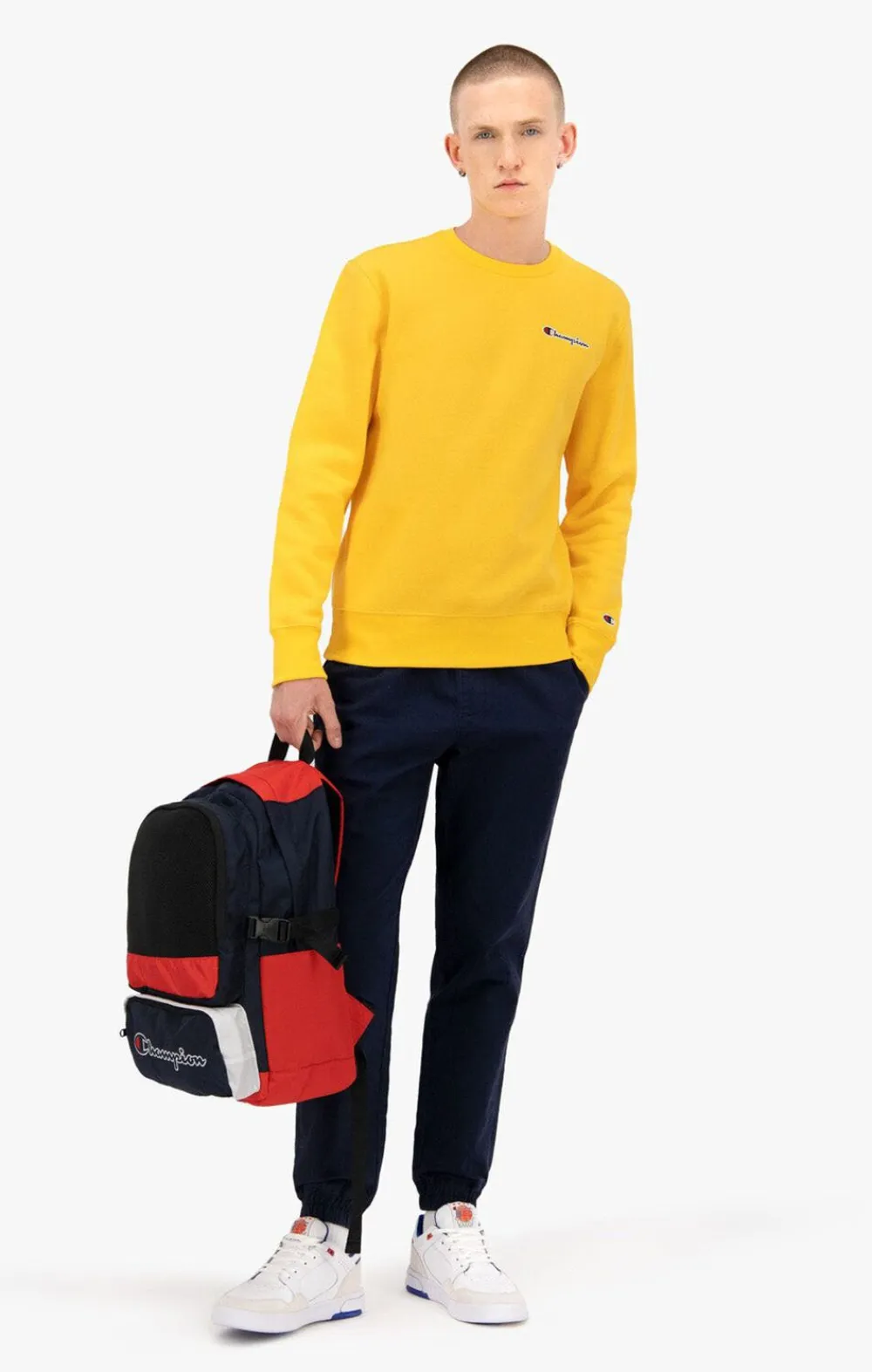 Champion Organic Cotton Blend Small Script Logo sweatshirt Banana New