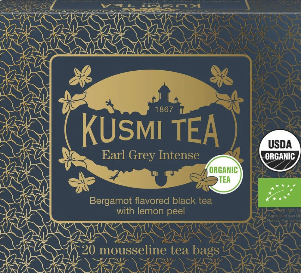 Kusmi Tea Organic Earl Grey Intense - Box of 20 muslin tea bags - 40gr
