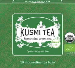 Kusmi Tea Organic Spearmint green tea - Box of 20 muslin tea bags - 40 Hot