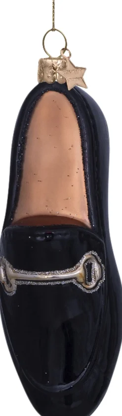 Ornament glass black gold loafer H10cm>Vondels Discount