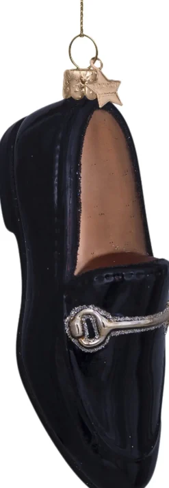 Ornament glass black gold loafer H10cm>Vondels Discount