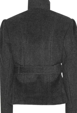 ROTATE Birger Christensen OVERSIZED BELTED JACKET Gray pinstripe Clearance