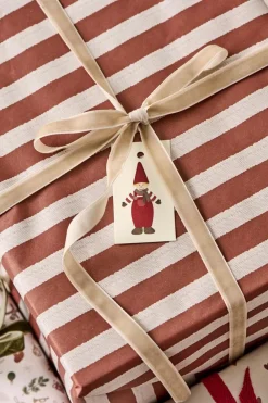 Ib Laursen Papirrulle røde striber tekstil-look 5 m/rulle