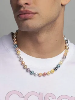 Nialaya Pastel Necklace with Stainless Steel Pearl Online