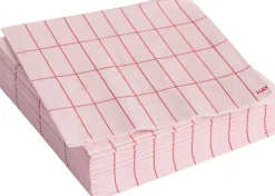 Pattern Napkins-Set of 20 Cocktail-Light pink and red grid>Hay Sale