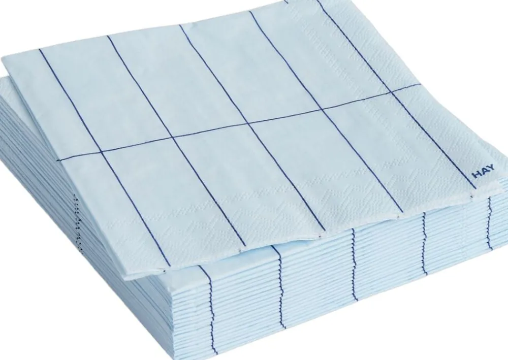 Pattern Napkins-Set of 20 Cocktail-Light blue and blue grid>Hay New