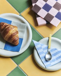 Hay Pattern Napkins-Set of 20 Dinner-Light pink, bordeaux and black M chec