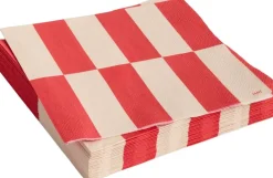 Hay Pattern Napkins-Set of 20 Lunch-Off-white and red