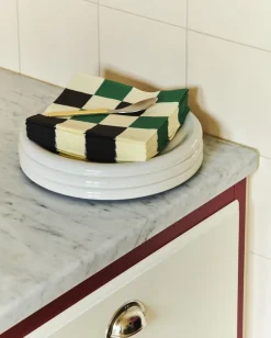 Hay Pattern Napkins-Set of 20 Lunch-Off-white, green and black M check Best