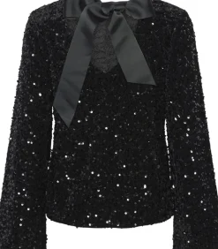 Pieces PCKAM LS DEEP BACK BOW TOP BC Striber/tern Outlet