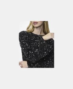 Pieces PCKAM LS DEEP BACK BOW TOP BC Striber/tern Outlet