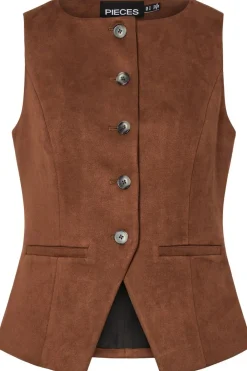Pieces PCRAKEL BRUSHED VEST Downtown brown