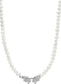 Pearl Choker with Double Panther Head in Silver>Nialaya Online