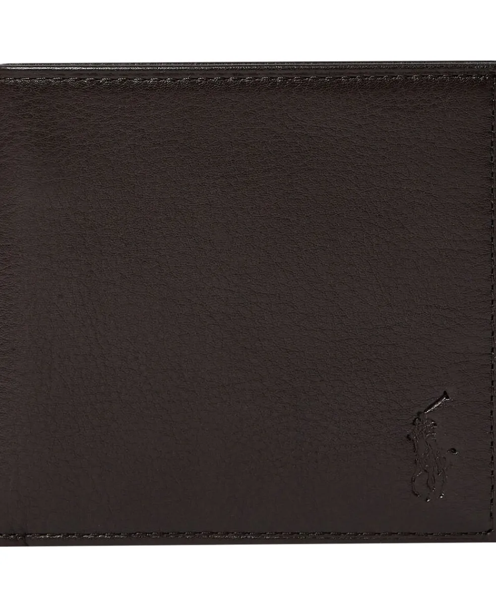 Polo Ralph Lauren Pebbled Leather Billfold Coin Wallet Brown Online