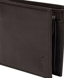 Polo Ralph Lauren Pebbled Leather Billfold Coin Wallet Brown Online