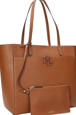 Lauren Ralph Lauren Pebbled Leather Large Cameryn Tote Bag Lauren tan Hot