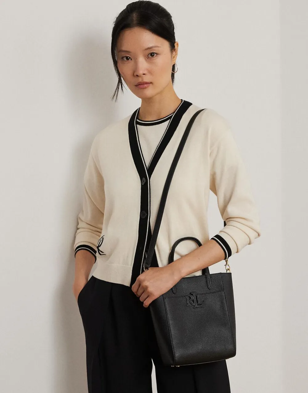 Lauren Ralph Lauren Pebbled Leather Small Cameryn Tote Bag Sort Outlet