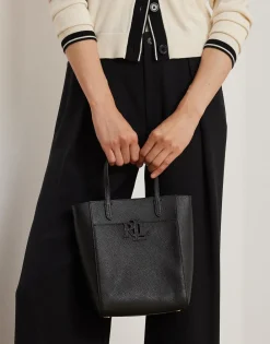 Lauren Ralph Lauren Pebbled Leather Small Cameryn Tote Bag Sort Outlet