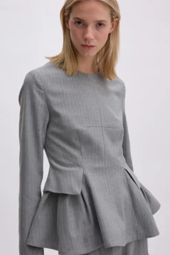 REMAIN PEPLUM TOP WITH LONG SLEEVES Titanium comb. Discount