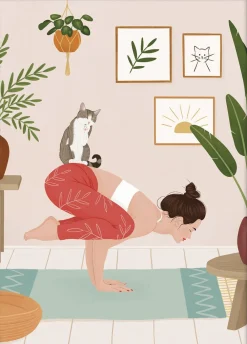 Poster & Frame Petra Holikova - Cat Yoga Flerfarvet Discount