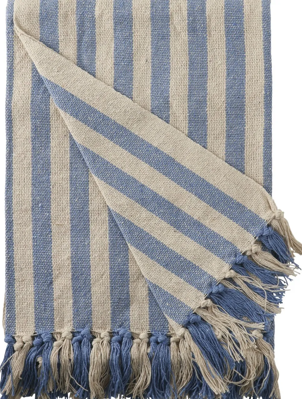 Plaid, Stribet-Lys Royal/Natur, 130x180 cm>AU Maison New