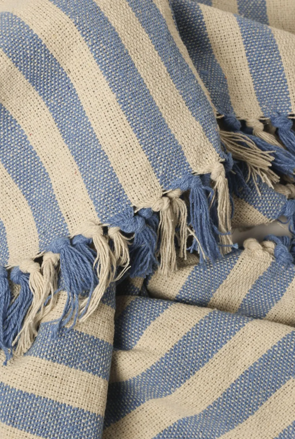 Plaid, Stribet-Lys Royal/Natur, 130x180 cm>AU Maison New