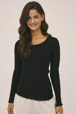 Magasin du Nord Collection Polly 2 Pointelle - 100% Uld RWS Black Sale