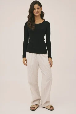 Magasin du Nord Collection Polly 2 Pointelle - 100% Uld RWS Black Sale