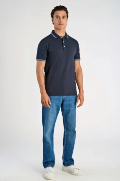Lindbergh Polo shirt w. contrast piping Navy Discount