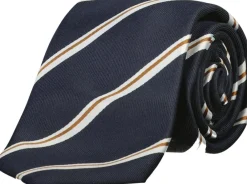 Lindbergh Polyester tie with stripe 7 cm Navy Hot