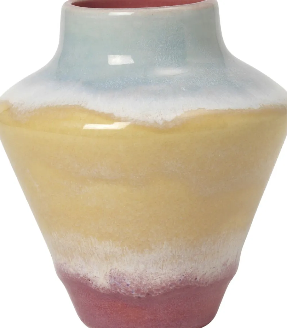 Poppery Vase H12 cm pink/mint/gul>Kähler New