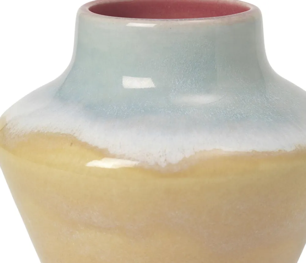 Poppery Vase H12 cm pink/mint/gul>Kähler New